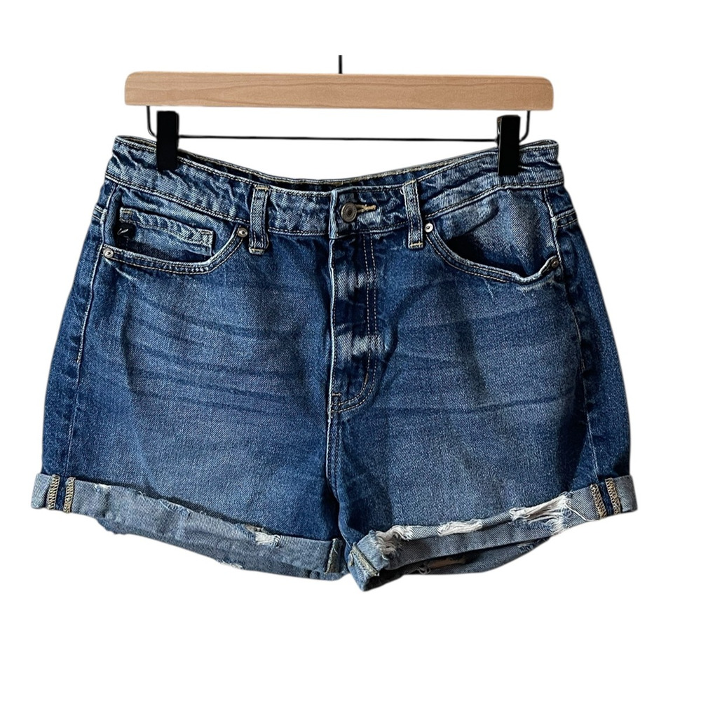 KanCan Denim Shorts Womens 9 28 Blue Rolled Cuff Distressed Casual Cutoff Style
